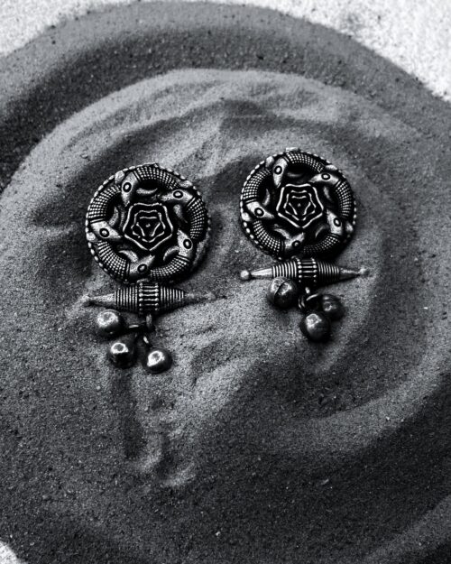 Brass Earring Fish circle Ghungroo studs