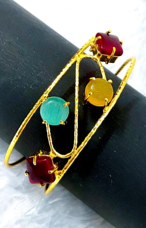 Golden bracelets with stones (multi color stones)