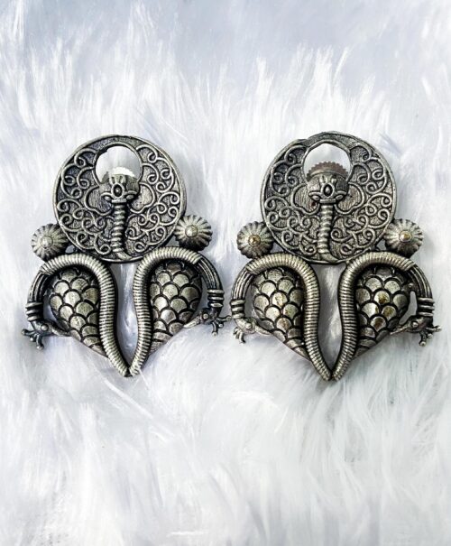 Brass Earring Coin and Shell studs - Image 2