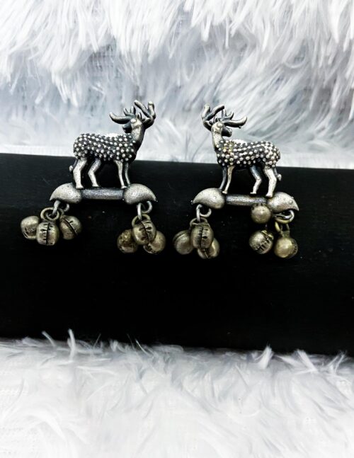 Brass Earring Dear with Ghungroo studs - Image 2
