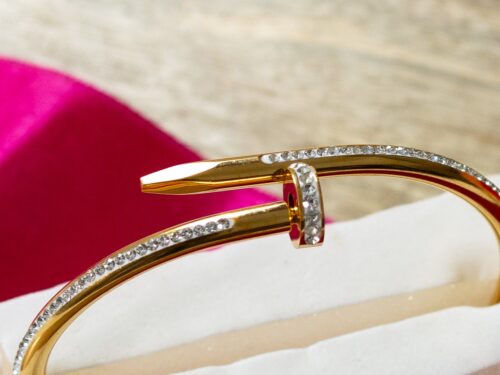 Nail Bangle Bracelet with Crystal Accents - Image 3