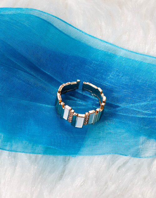 Textured Enamel & Crystal Ring - Image 2