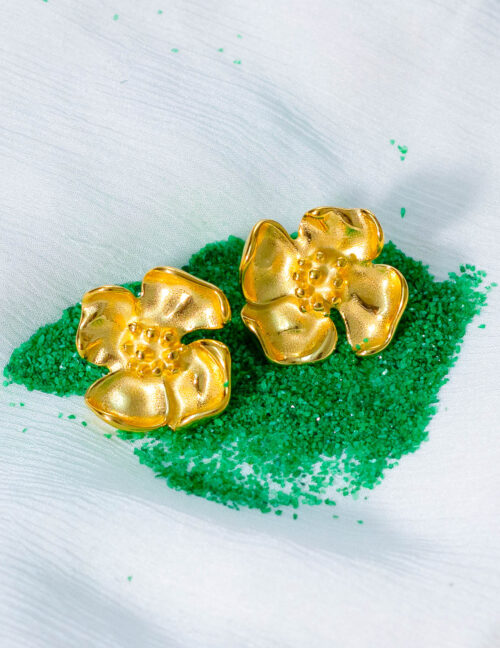 Sculptural Flower Stud Earrings - Image 2