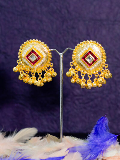 Enamel & Pearl Jhumka Earrings