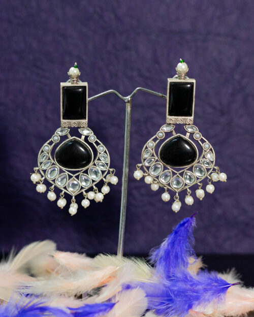 Black Onyx & Pearl Drop Earrings