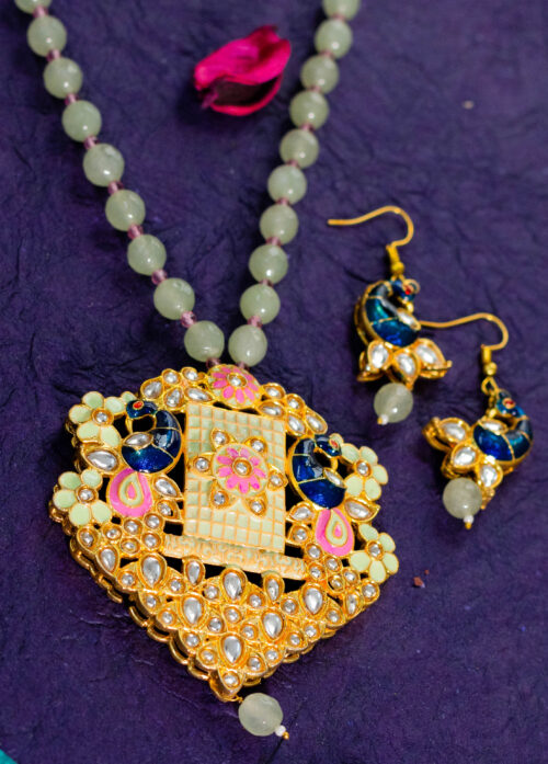 Enamel Peacock Pendant Necklace Set