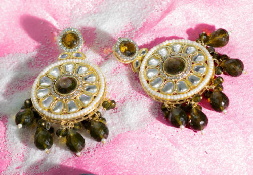 Kundan & Stone Drop Earrings