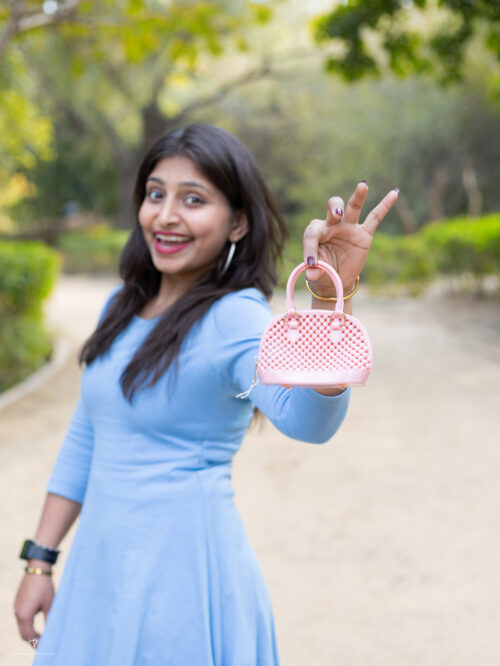 Pink Textured Mini Handbag - Image 3