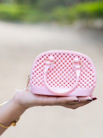 Pink Textured Mini Handbag