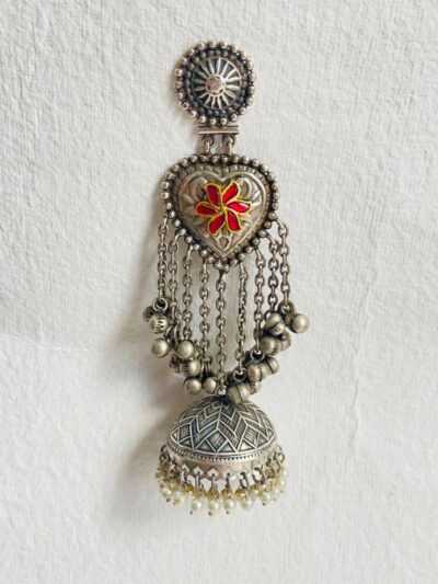 Stunning Oxidized Silver Jhumka Earrings