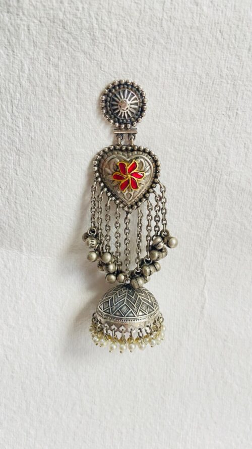Stunning Oxidized Silver Jhumka Earrings