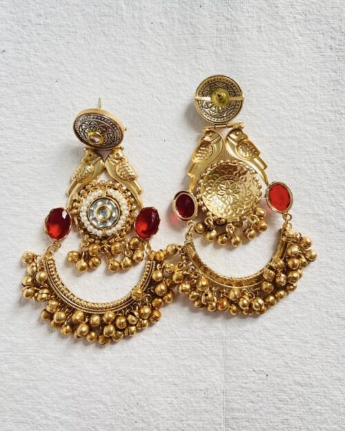 Elegant gold-plated brooch with intricate bird motifs and pearl embellishments. - Image 5