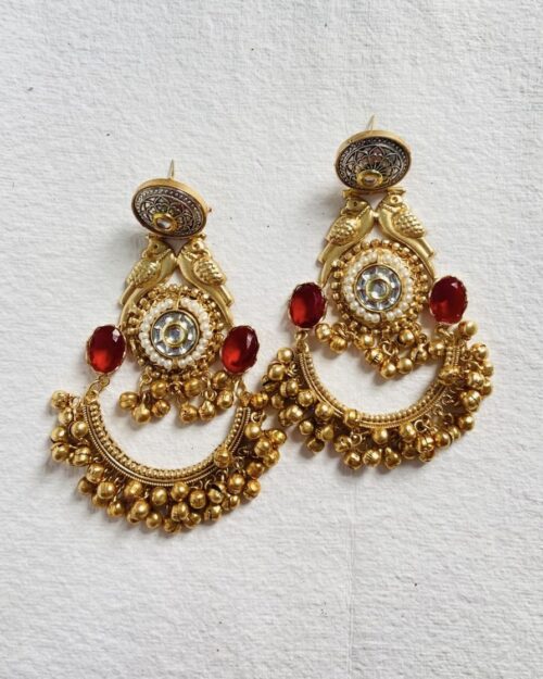 Elegant gold-plated brooch with intricate bird motifs and pearl embellishments. - Image 3