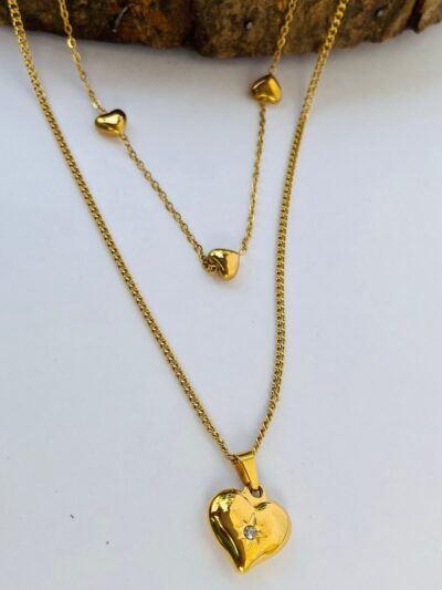 Double the charm, double the love—with our layered heart necklace♥️♥️